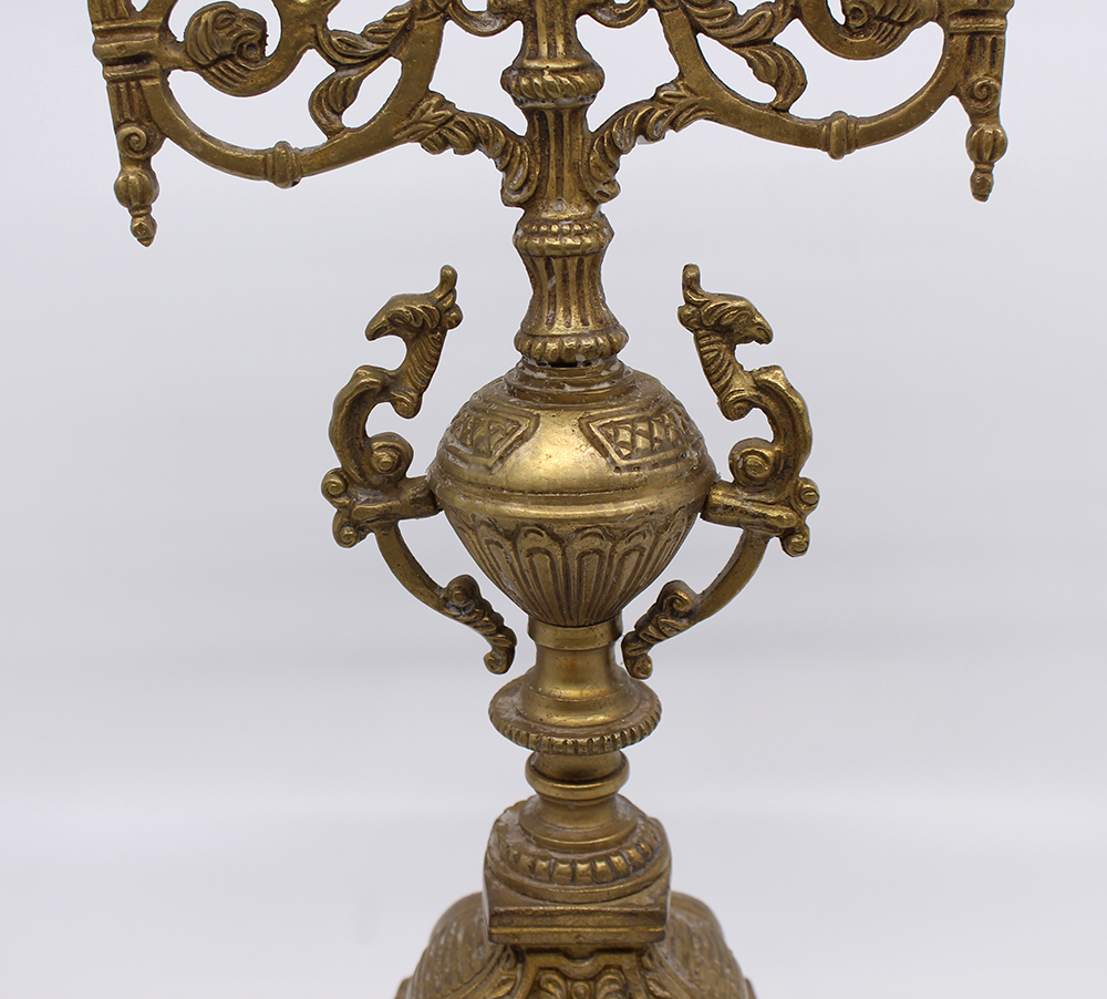 Ornate Solid Brass Candelabra - Image 6 of 8