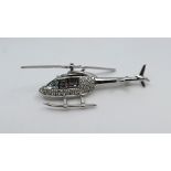 Diamond & Aquamarine 18ct White Gold Helicopter Brooch