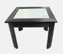 Mirror Topped Ebonized Side Table