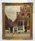 Pieter de Hooch Dutch Golden Age Print Victorian Set in Gilt Frame