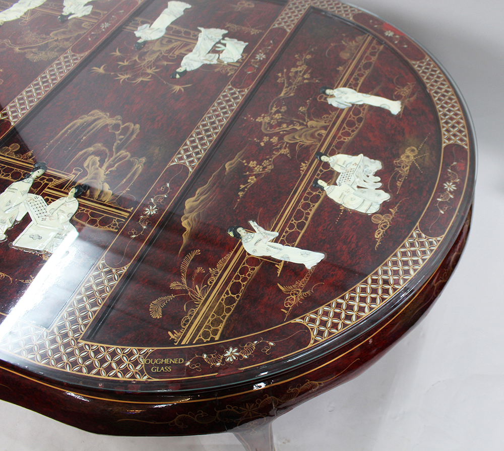 Large Vintage Chinese Red Lacquer Coffee Table - Image 6 of 8