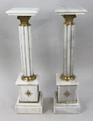 Pair of Ornate French Marble Column Pedestals