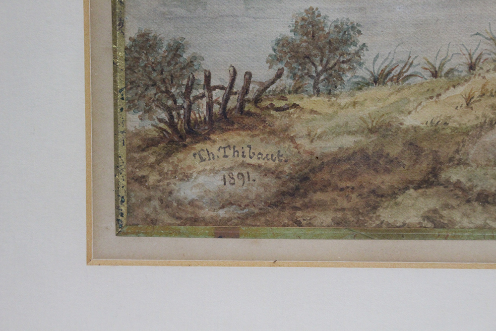 Pair of 19th c. Watercolours by Th.Thibault 1891 - Image 4 of 11