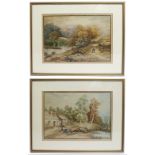 Pair of 19th c. Watercolours by Th.Thibault 1891