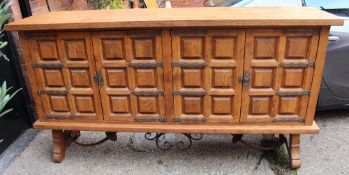 Iberian Spanish Oak Side Cabinet with Geometric Panel Doors