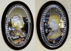Pair of Mid 19th c. Victoria & Albert Carved Crystal Mirrored Plaques