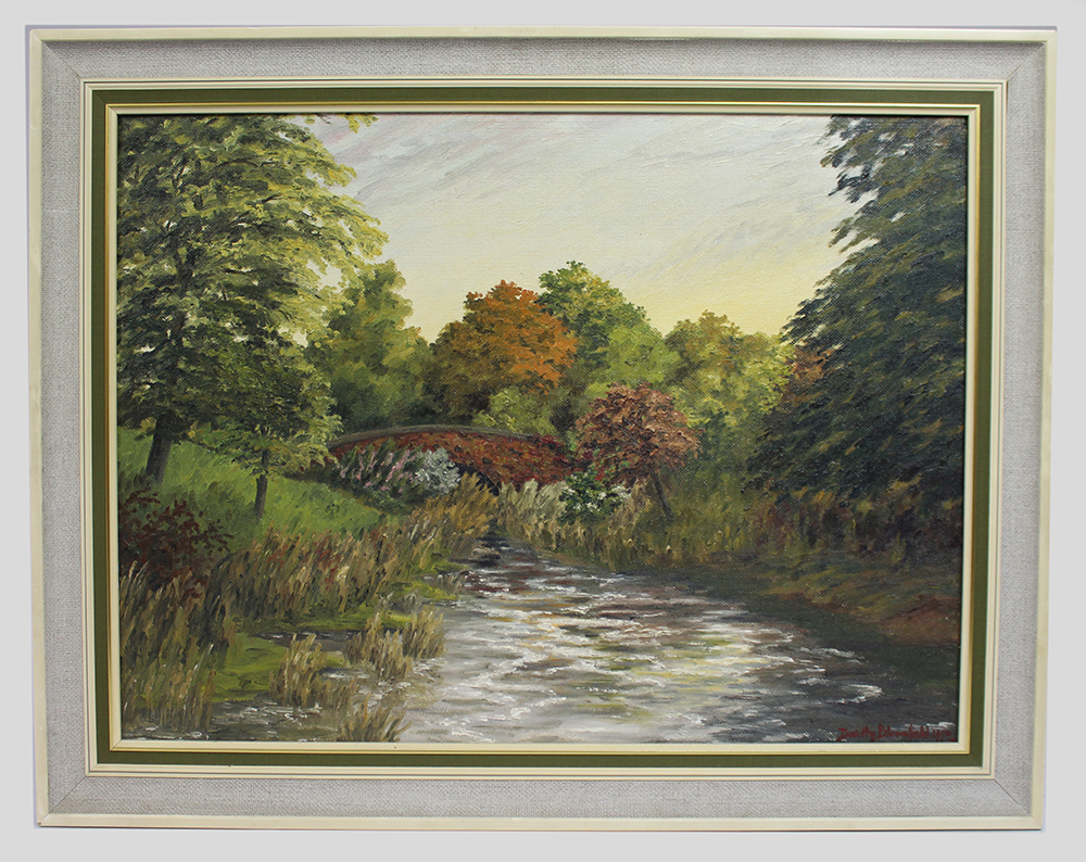 "The Old Bridge" Oil on Board Landscape