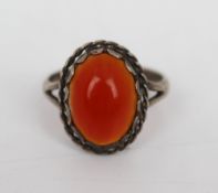 Sterling Silver Coral Ring