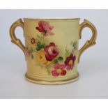 Edwardian Royal Worcester Small Two Handled Blush Cup