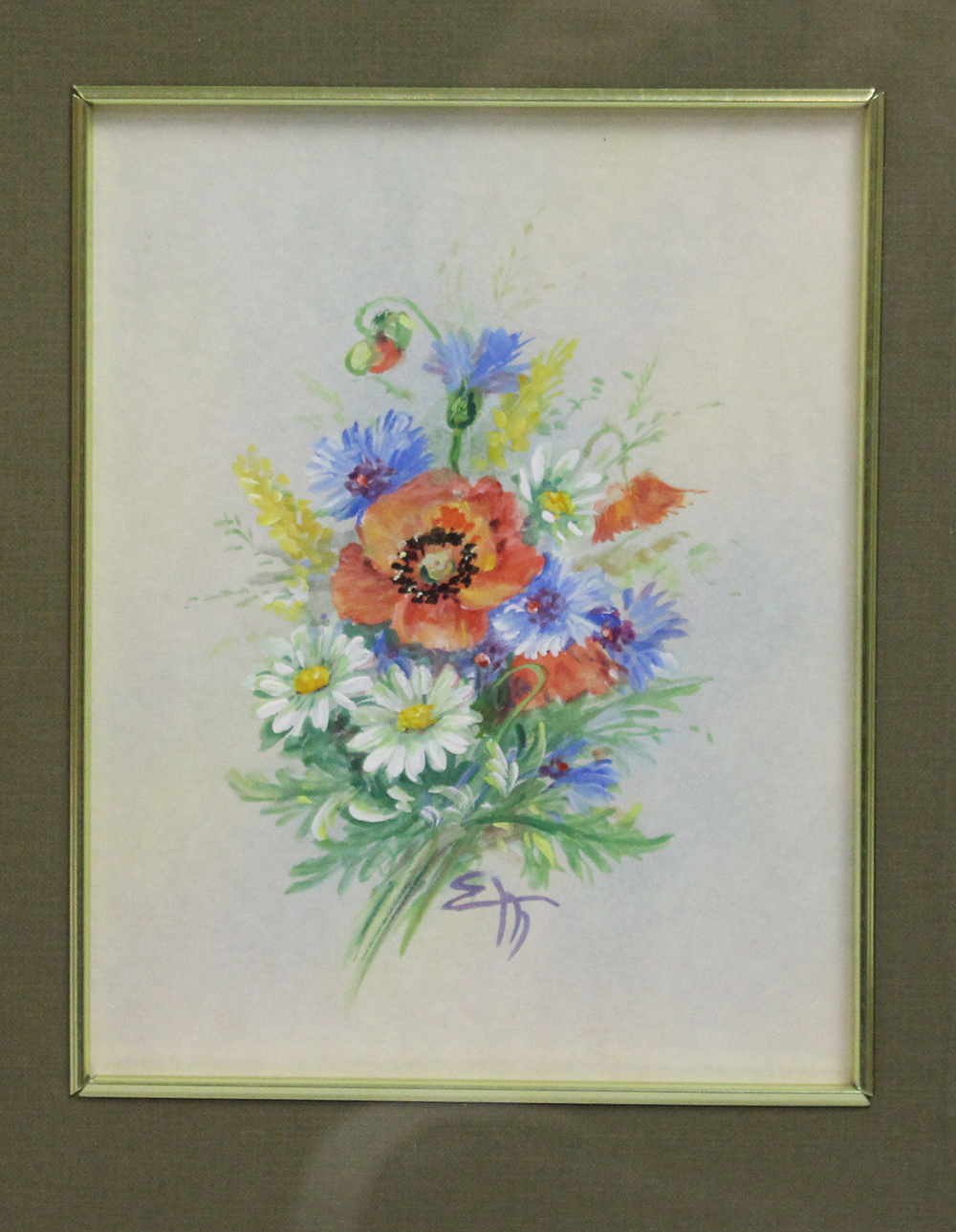 Watercolour & Gouache Vase of Flowers Painting Framed - Image 2 of 3