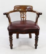 Late Victorian Leather Captains Chair