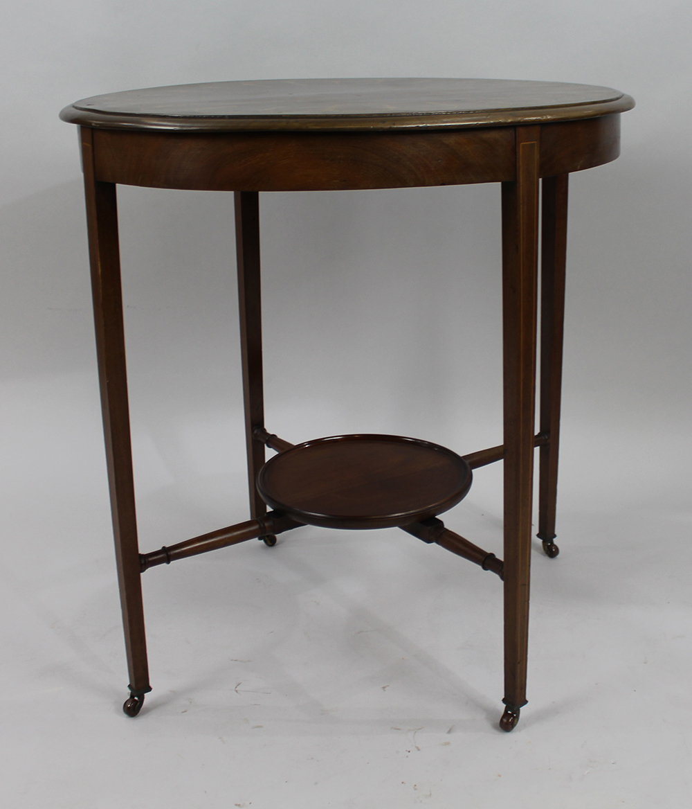 Edwardian Inlaid Oval Side Table - Image 3 of 7