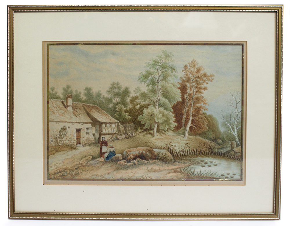 Pair of 19th c. Watercolours by Th.Thibault 1891 - Image 7 of 11