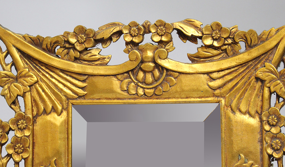 Set of 4 Carved Floral Giltwood Bevelled Glass Wall Mirror - Image 3 of 6