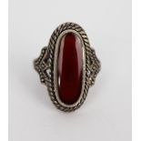 Carnelian Set Silver Ring