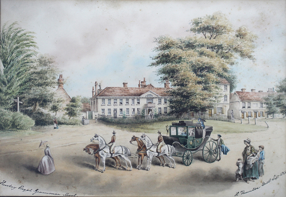 "Hadley Royal Grammar School" Delicate Signed Watercolour 1846 - Image 2 of 3