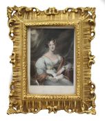 Early 19th c. Coloured Mezzotint "Lady Carrington" by Charles Rolls