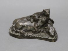 Bronze Effect Pig Group Sculpture