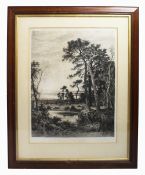 Large Edwardian Landscape Engraving Set in Mahogany Frame