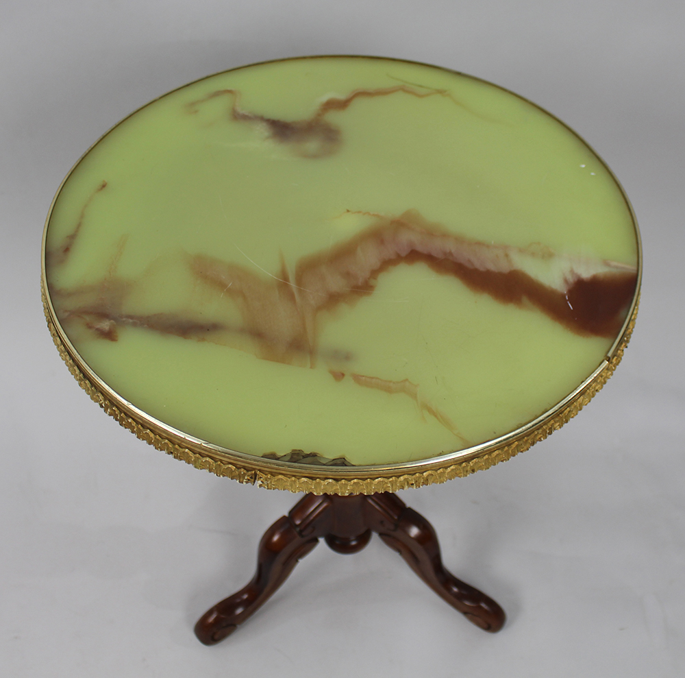 Vintage Tripod Table with Simulated Onyx Top - Image 2 of 4
