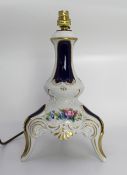 Lindner Kueps German Porcelain Floral White & Cobalt Table Lamp