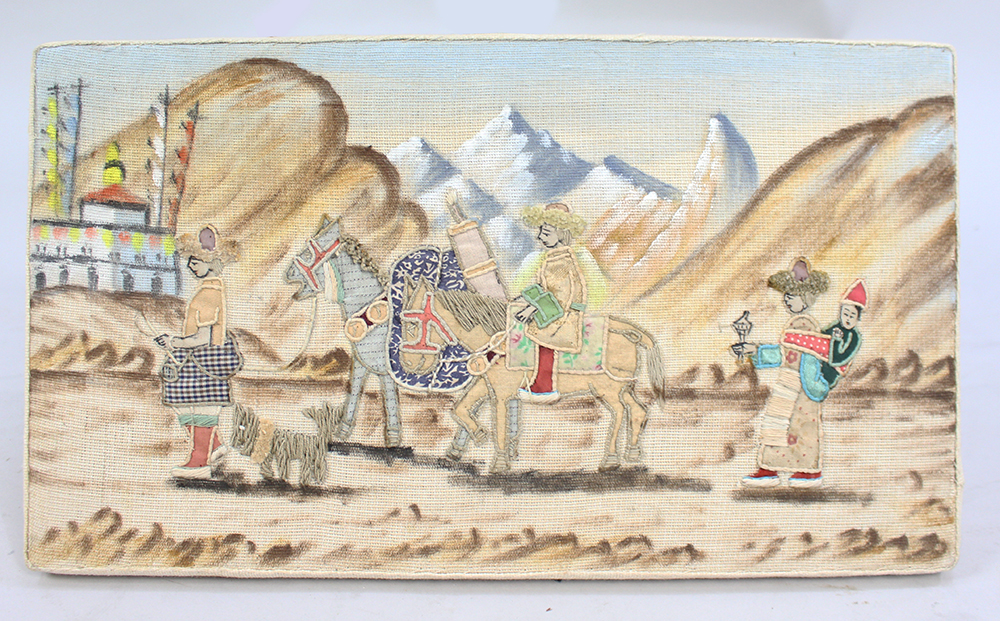 Pair of Indian Gangtok Silk Road Embroideries - Image 4 of 5