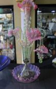 English Victorian Pink Vaseline Glass Epergne