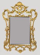 Ornately Hand Carved Giltwood Bevelled Glass Mirror