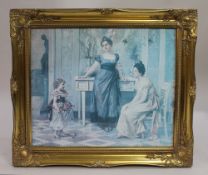 Romantic Interior Print Set in Gilt Frame