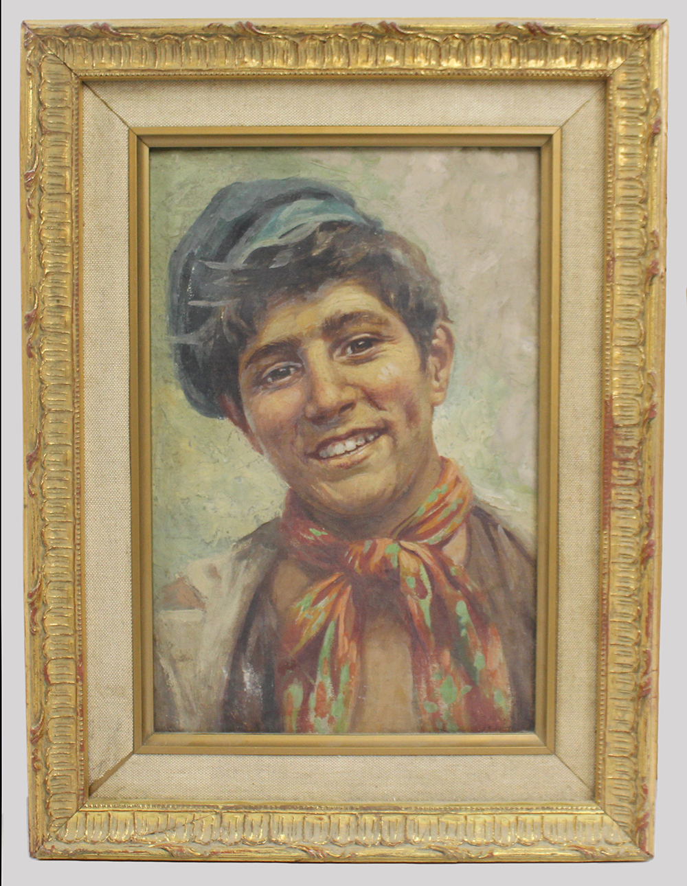 Italian School Portrait of a Neapolitan Youth Oil on Canvas