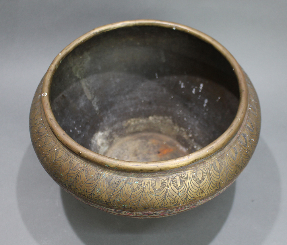 Large Antique Indian Brass Bowl - Image 3 of 4