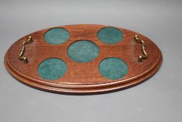 Oval Solid Mahogany Drinks Decanter & Glass Serving Tray