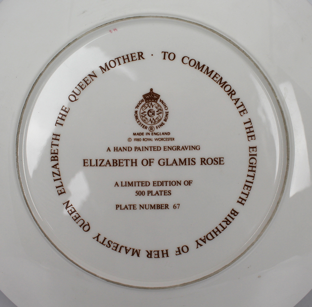 Royal Worcester Elizabeth of Glamis Rose Plate - Image 2 of 2