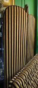 Large Three Fold Gold Striped Upholstered Screen Room Divider
