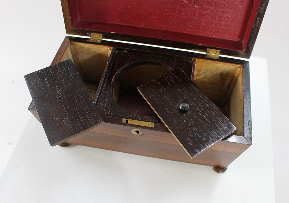 Regency Rosewood Sarcophagus Shaped Tea Caddy Box - Image 7 of 8