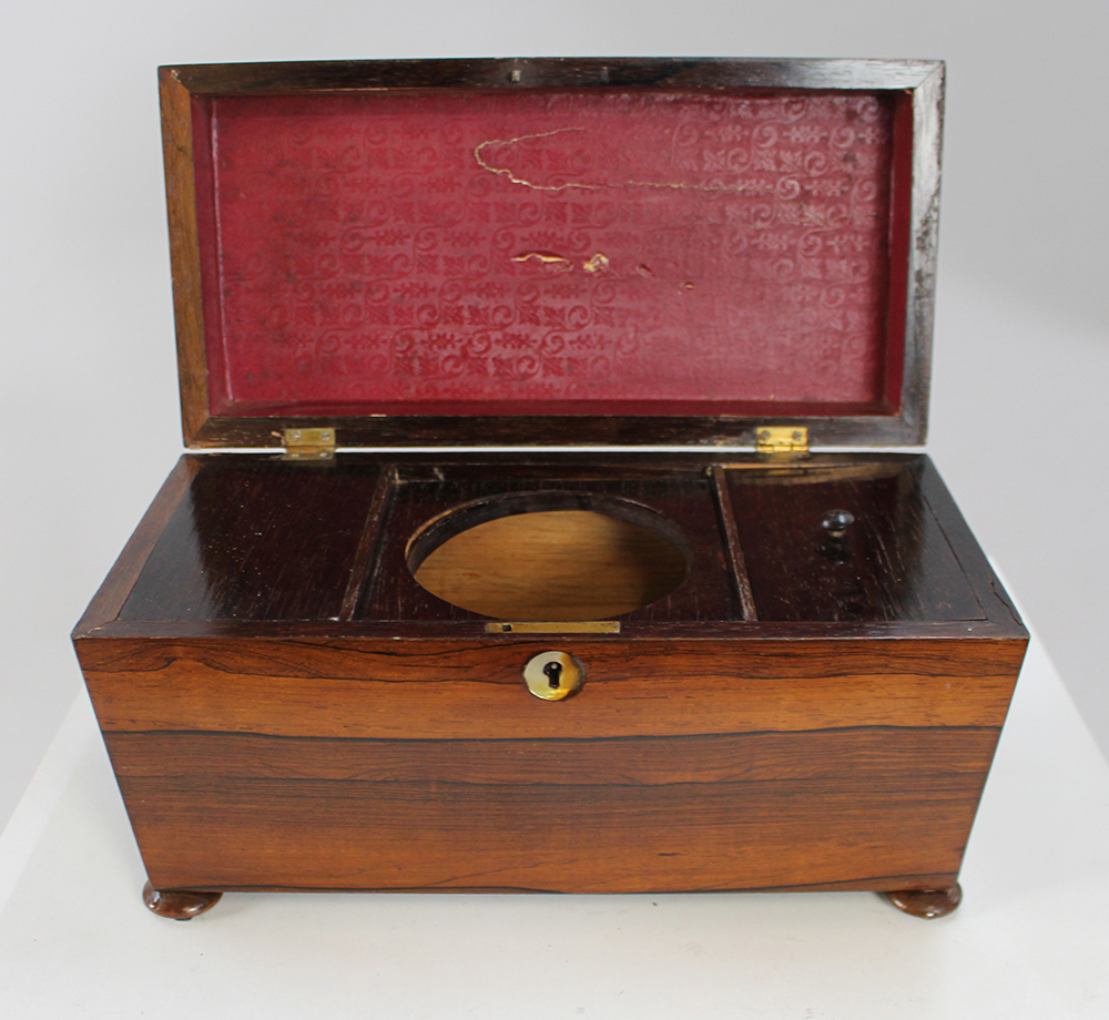 Regency Rosewood Sarcophagus Shaped Tea Caddy Box - Image 4 of 8