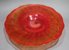 Large Shallow Vintage Art Glass Bowl