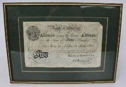 Bank of England Peppiatt £5 Note March 19 1935