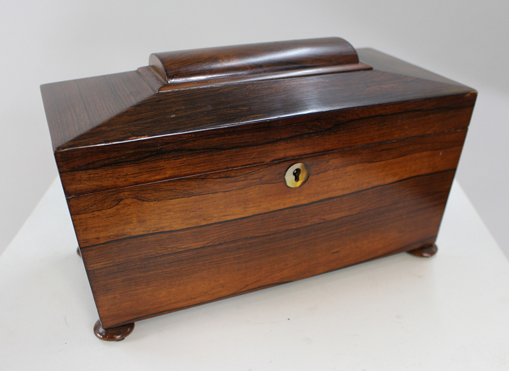 Regency Rosewood Sarcophagus Shaped Tea Caddy Box - Image 2 of 8