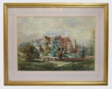 Early 20th c. Watercolour of English Stately Home