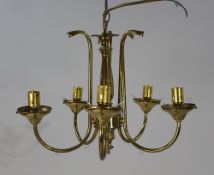 Five Light Brass Chandelier