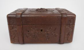 Edwardian Carved Black Forest Oak Box