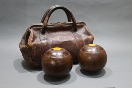 Cased Pair of Early 20th c. Lignum Vitae Bowls
