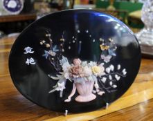Chinese Lacquered Decorative Oval Panel