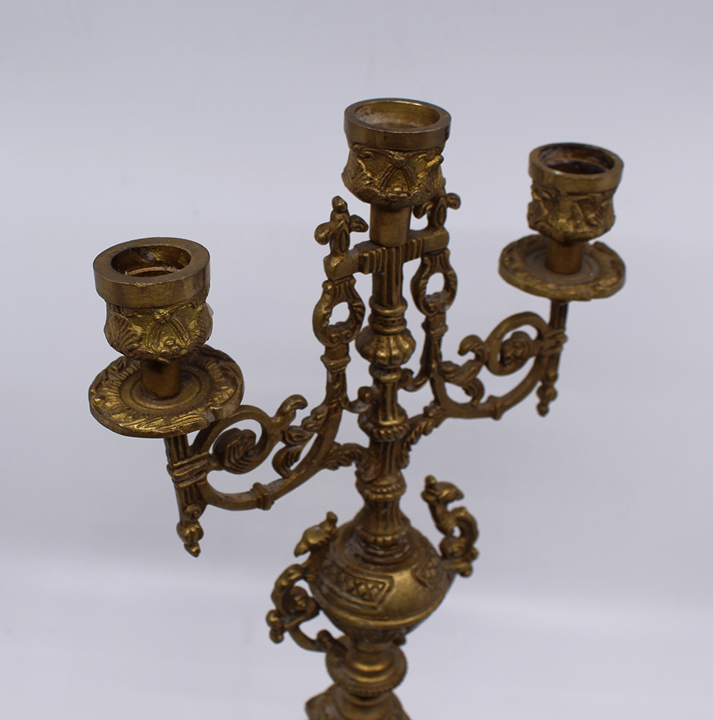 Ornate Solid Brass Candelabra - Image 4 of 8