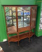 Fine 19th c. Mahogany Inlaid Mirrored Display Cabinet
