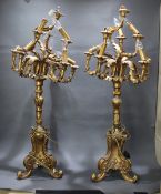 Pair of Large Gold Candelabra Lamps A/F