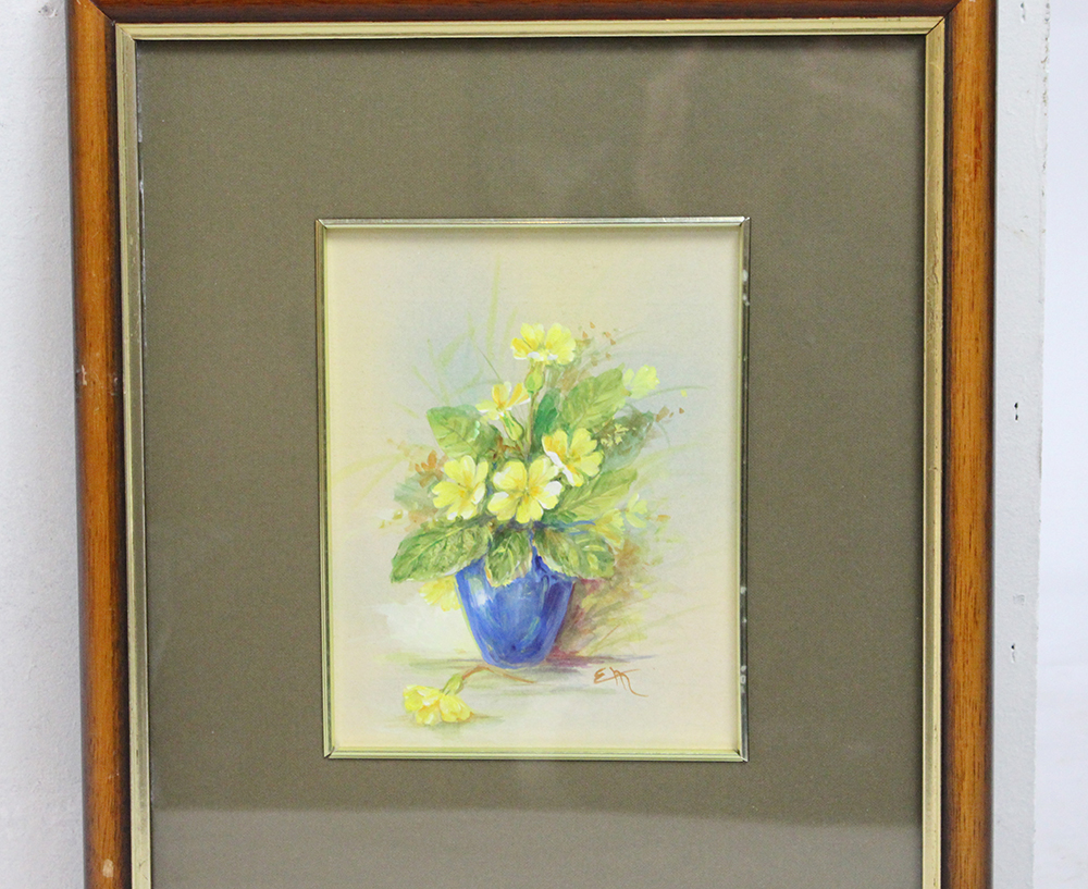 Watercolour & Gouache Vase of Yellow Flowers Painting Framed - Image 2 of 3