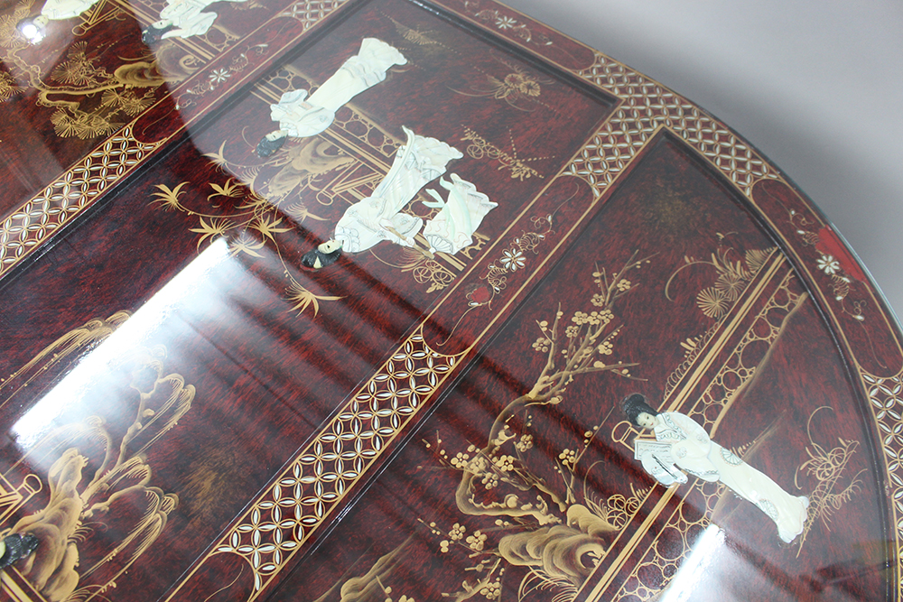 Large Vintage Chinese Red Lacquer Coffee Table - Image 5 of 8