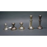 Collection of 5 Solid Silver Candlesticks